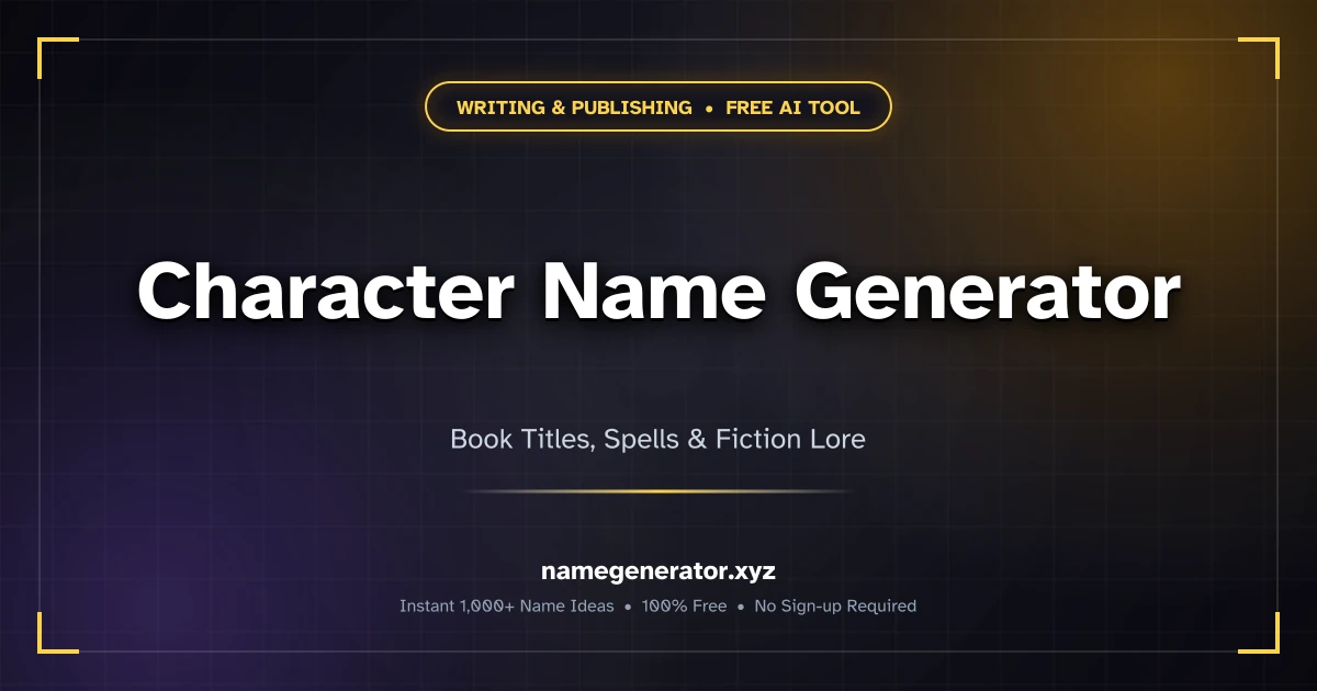 Character Name Generator - Unique Names for Stories & Novels [2026]
