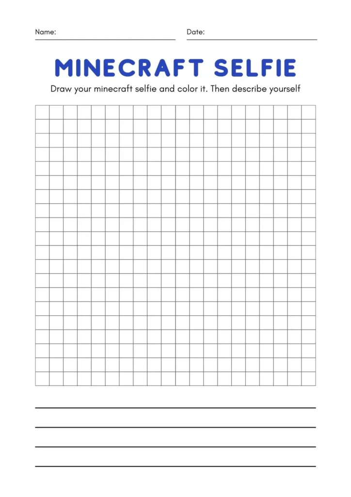 Minecraft Selfie Drawing Worksheet